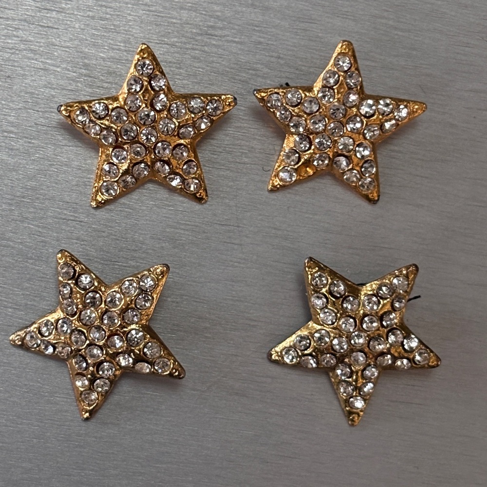 Vintage Crystal Gold Tone Star ⭐️ buttons (4)